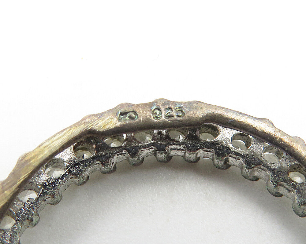 925 Sterling Silver  Vintage White Topaz Open Circle Slide Pendant  PT8269