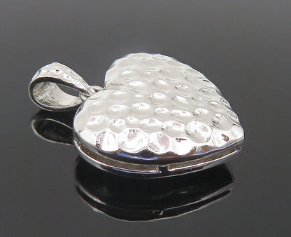 925 Sterling Silver  Shiny Petite Hammered Love Heart Drop Pendant  PT8695