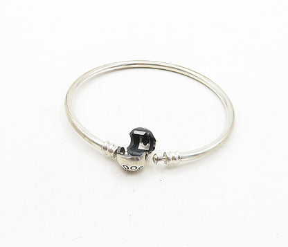 PANDORA 925 Sterling Silver  Vintage Stamped Ball Bead Bangle Bracelet  BT1716