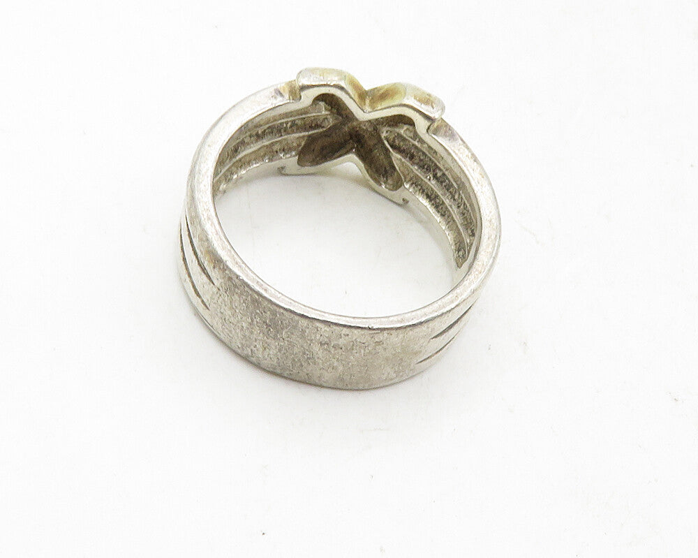 DAVID SIGAL 925 Sterling Silver  Vintage Shiny X Ribbed Band Ring Sz 6  RG9780