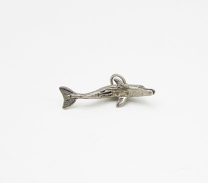 925 Sterling Silver  Vintage Swimming Dolphin Charm Pendant  PT2250