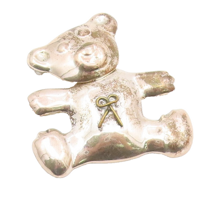 MEXICO 925 Sterling Silver  Vintage Dark Tone Teddy Bear Brooch Pin  BP5754