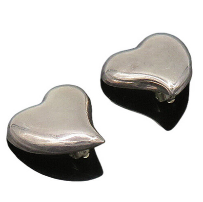 MEXICO 925 Sterling Silver  Vintage Love Heart Non Pierce Earrings  EG10772