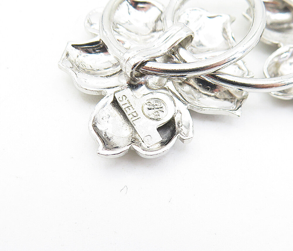 GOLDBERG KIRSCHMAN 925 Silver  Vintage Shiny Floral Chain Bracelet  BT3051