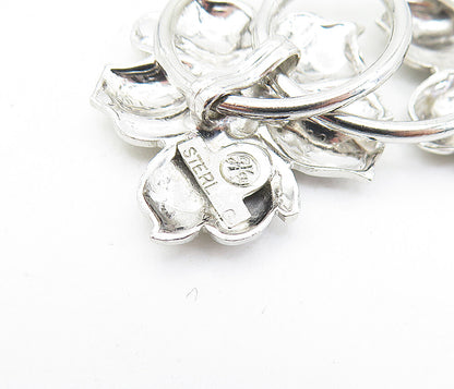 GOLDBERG KIRSCHMAN 925 Silver  Vintage Shiny Floral Chain Bracelet  BT3051