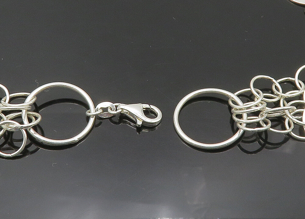 925 Sterling Silver  Vintage Shiny Open Circle Link Chain Necklace  NE3382