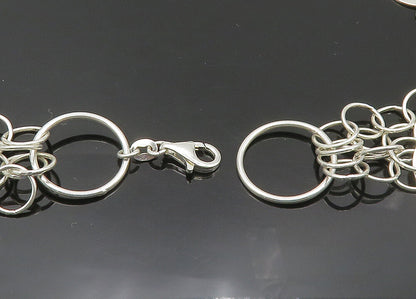 925 Sterling Silver  Vintage Shiny Open Circle Link Chain Necklace  NE3382