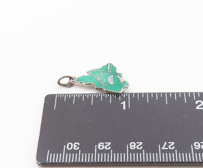 925 Sterling Silver  Vintage Enamel Map Of Canada Drop Pendant  PT18323