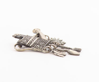 MEXICO 925 Silver  Vintage Dangling Charms Watering Can Brooch Pin  BP3113