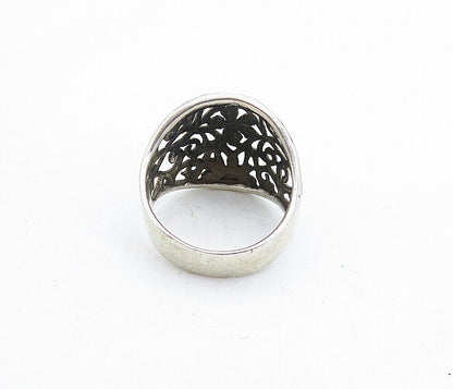 SHUBE 925 Sterling Silver  Vintage Floral Swirl Dome Band Ring Sz 8  RG5801