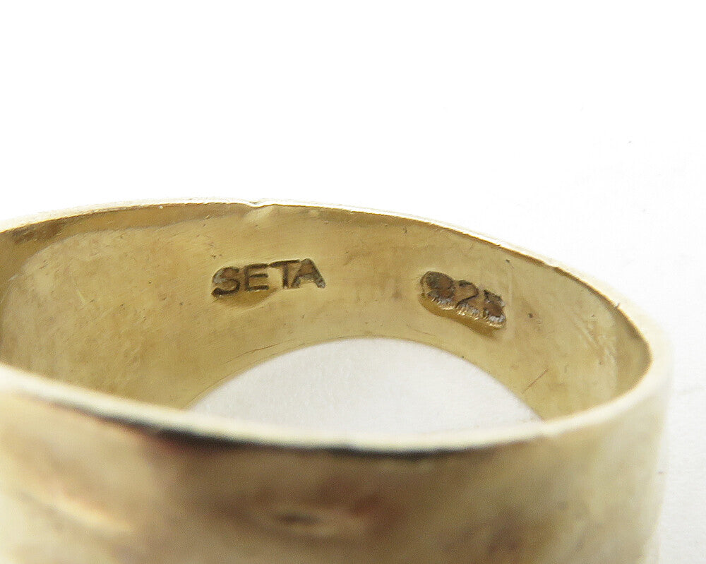 SETA 925 Sterling Silver  Gold Plated Hammered Petite Band Ring Sz 5  RG11851