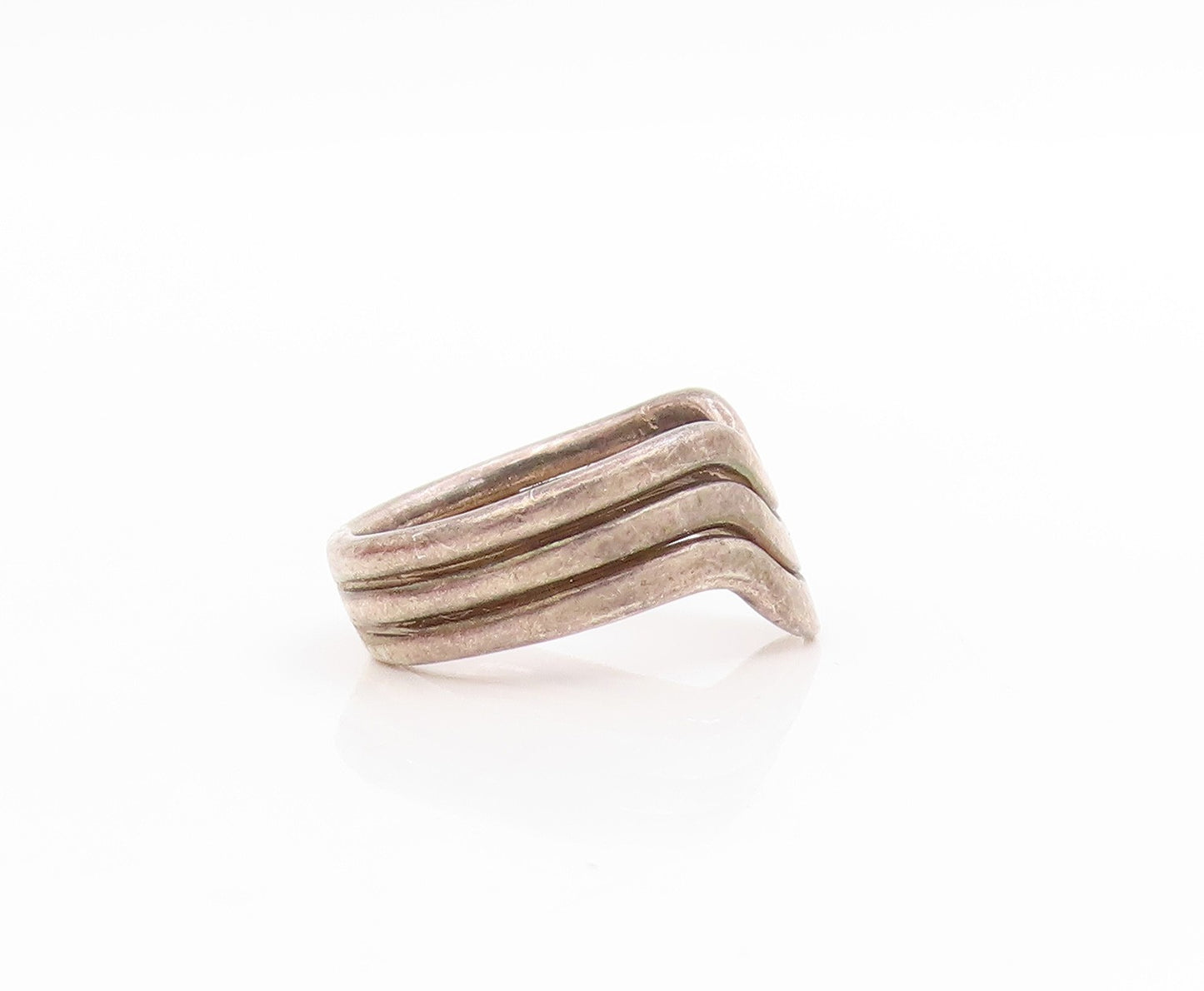 925 Sterling Silver Vintage Ring Minimalist Multi Wave Curvy Band  Sz 6  RG34047