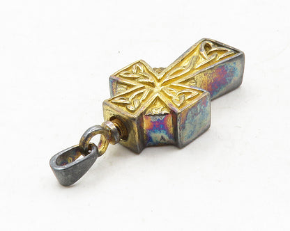 925 Sterling Silver  Vintage Petite Hollow Celtic Knot Cross Pendant  PT9836