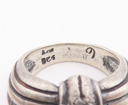 925 Sterling Silver Vintage Ring Solid Grooved Lines & 'X'  Sz 5.5  RG29149