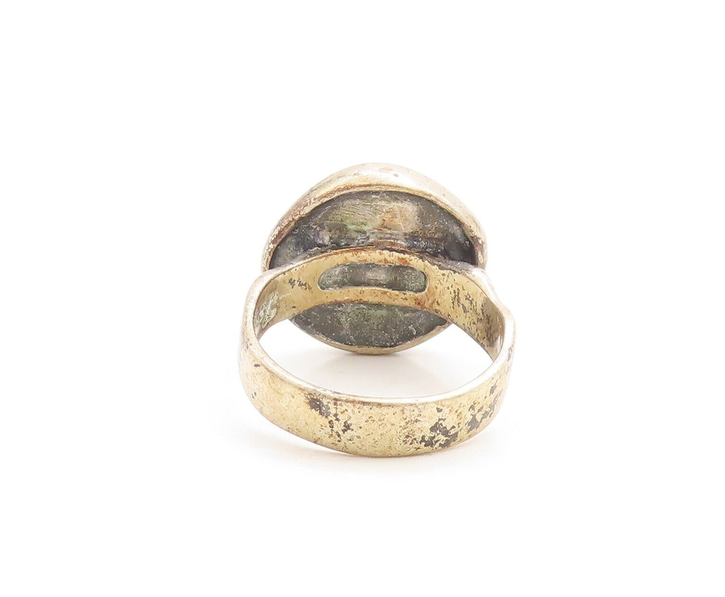 925 Sterling Silver Vintage Ring Dark Tone Antique Design Etched  Sz 11  RG31197