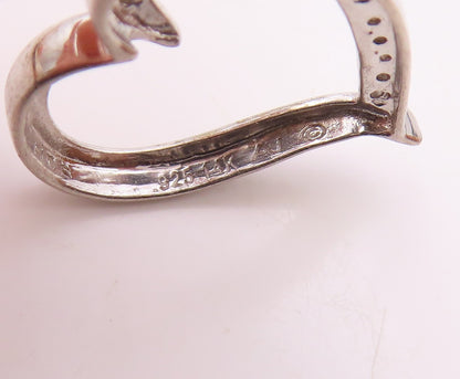 925 Sterling Silver  Genuine Diamonds Two Tone Love Heart Pendant  PT7846