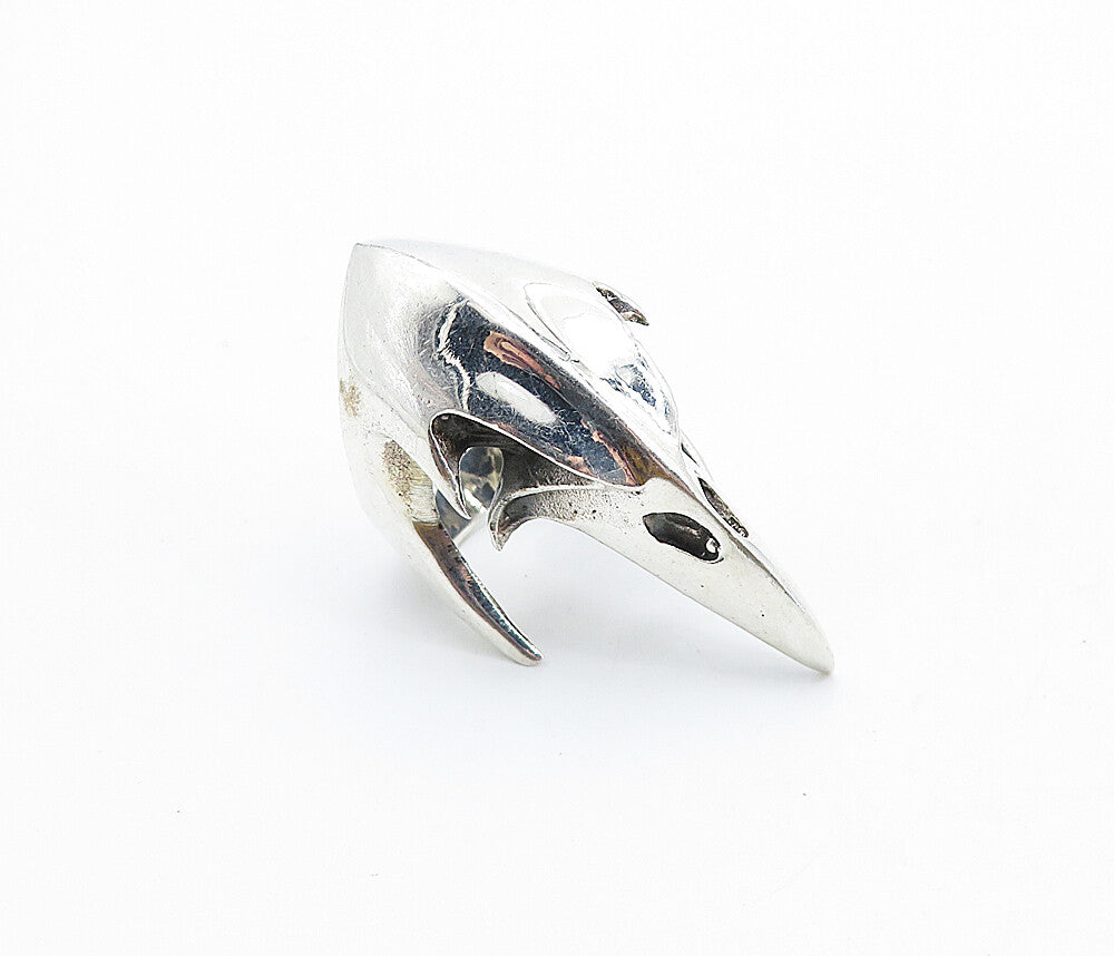 925 Sterling Silver  Vintage Shiny Bird's Head Motif Band Ring Sz 7.5  RG7475