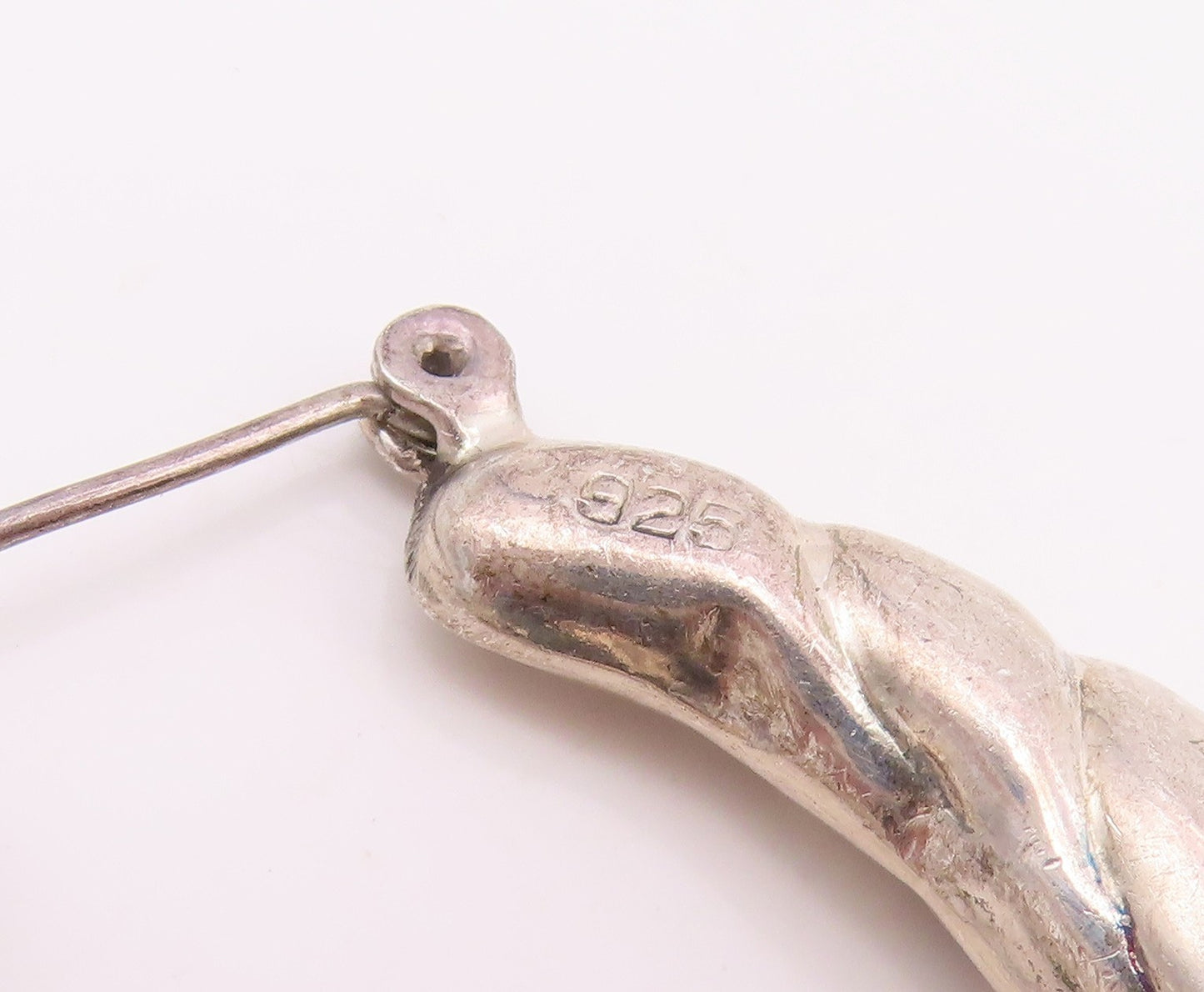 925 Sterling Silver Vintage Earrings Designer Puffed Grooved Hoops  EG13661