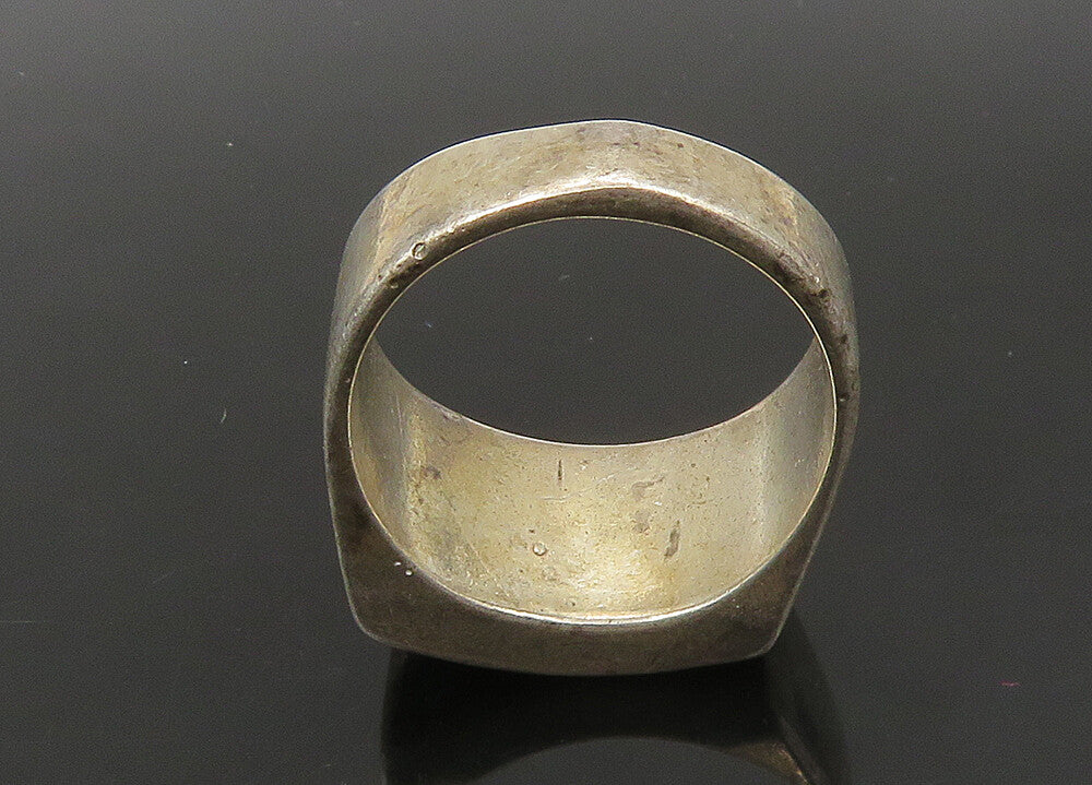 SOUTHWESTERN 925 Silver Vintage Turquoise & Jasper Band Ring Sz 8 RG22966