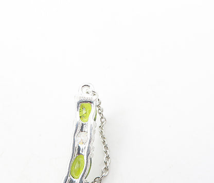 925 Sterling Silver Sparkling Cubic Zirconia & Peridot Chain Necklace NE1532