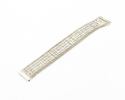 DAVID SIGAL 925 Sterling Silver  Vintage Shiny Bar Link Chain Bracelet  BT6758