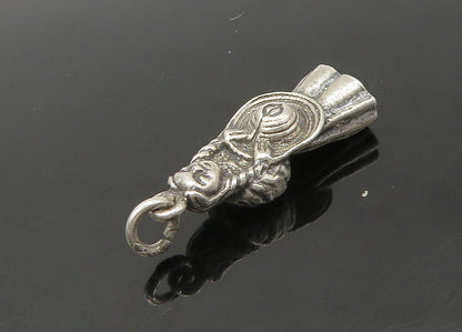 925 Sterling Silver  Vintage Petite Woman Holding Hat Pendant  PT18043