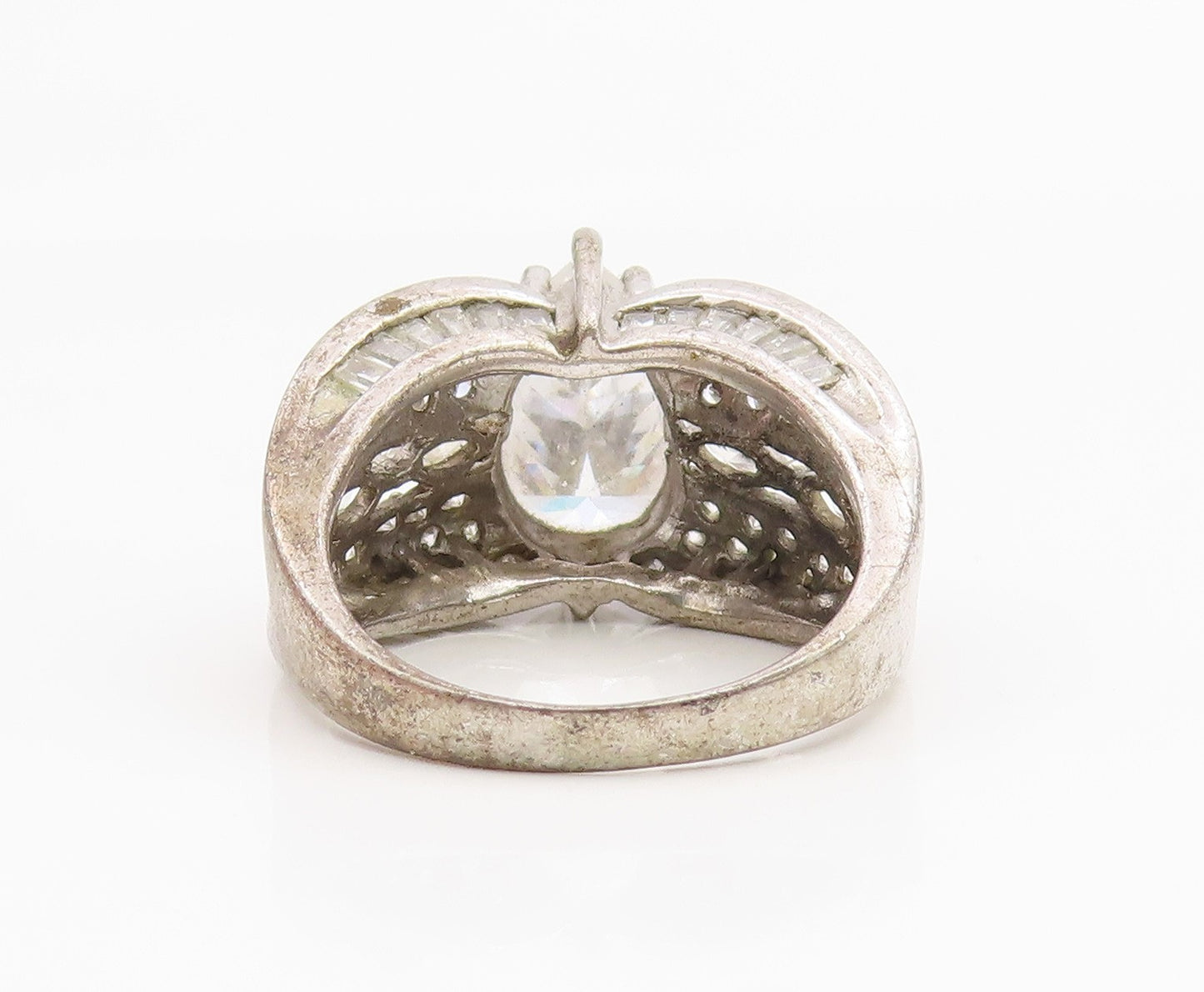 925 Sterling Silver Vintage Ring Multi Shape CZ Statement Band  Sz 7  RG35271