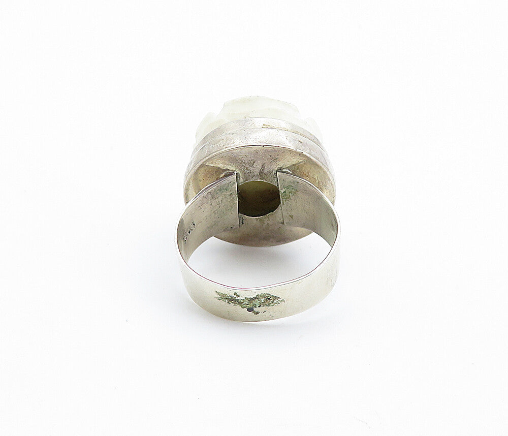 925 Sterling Silver  Vintage Sculpted Rose Flower Cocktail Ring Sz 5  RG7732