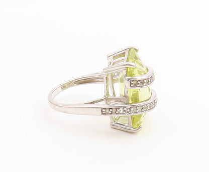 925 Sterling Silver Vintage Ring Lemon Quartz With CZ Wrap Band  Sz 8.5  RG36732
