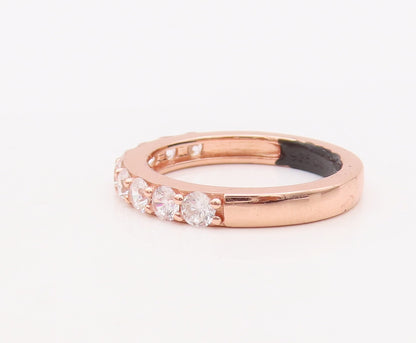 925 Sterling Silver Vintage Ring Rose Gold Plated Round CZ Inlay  Sz 7  RG29318