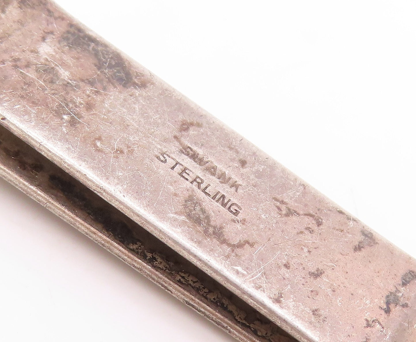 925 Sterling Silver Vintage Tie Clip SWANK Minimalist Dark Tone  TR3827