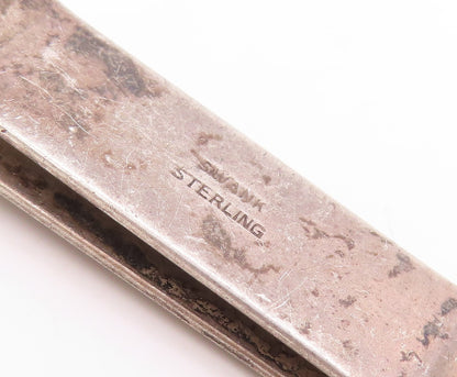 925 Sterling Silver Vintage Tie Clip SWANK Minimalist Dark Tone  TR3827