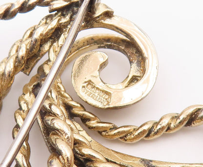 NAPIER 925 Sterling Silver  Vintage Shiny Rope Twist Swirl Brooch Pin  BP5511