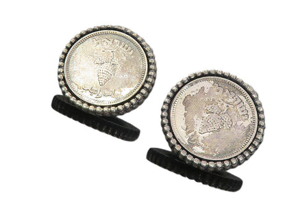 ISRAEL 925 Sterling Silver  Vintage Antique Coin Non Pierce Earrings  EG4038