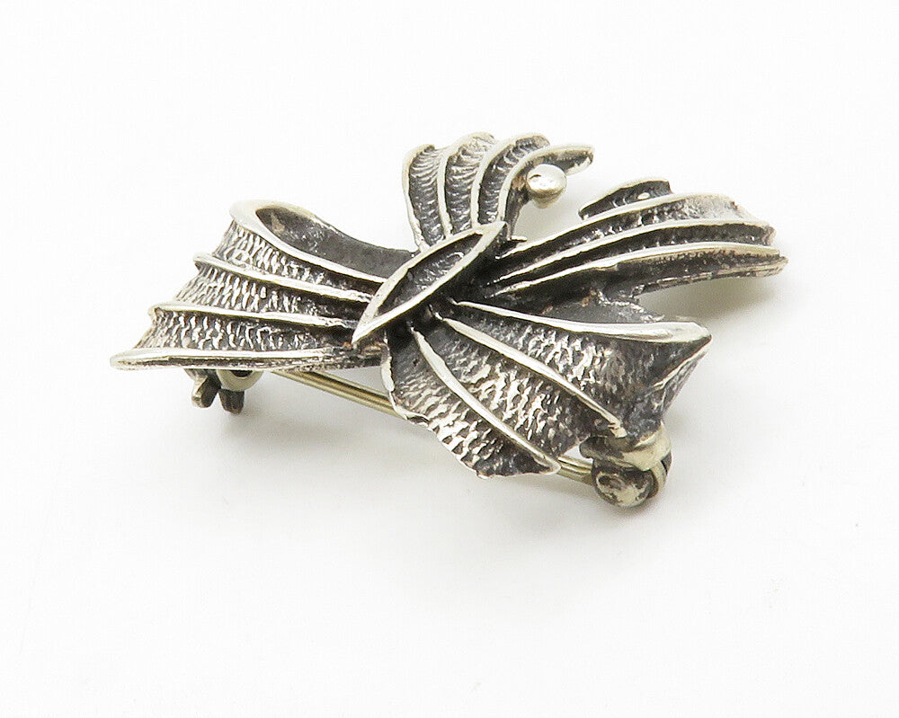 MEXICO 925 Sterling Silver  Vintage Bow Tied Ribbon Motif Brooch Pin  BP5282