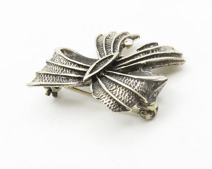 MEXICO 925 Sterling Silver  Vintage Bow Tied Ribbon Motif Brooch Pin  BP5282