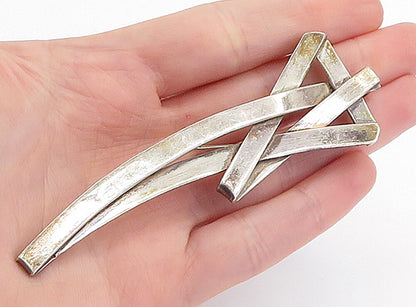 MEXICO 925 Sterling Silver  Vintage Shiny Modernist Design Brooch Pin  BP2400