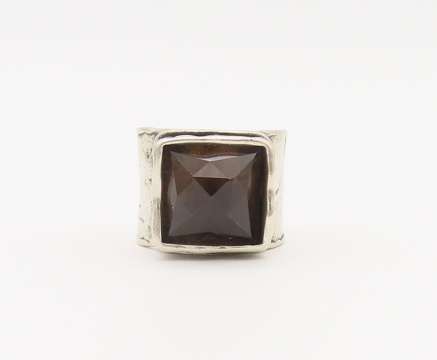 925 Sterling Silver Vintage Ring SILPADA Pyramid Cut Smoky Quartz Sz 7.5 RG27826