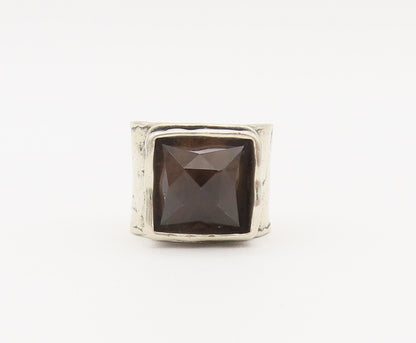 925 Sterling Silver Vintage Ring SILPADA Pyramid Cut Smoky Quartz Sz 7.5 RG27826
