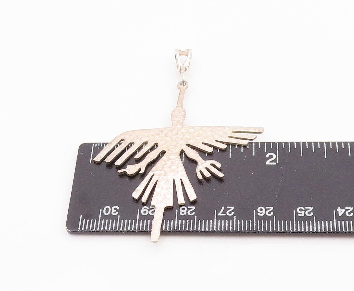 925 Sterling Silver Vintage Pendant PERU Hammered Hummingbird Cutout  PT26006