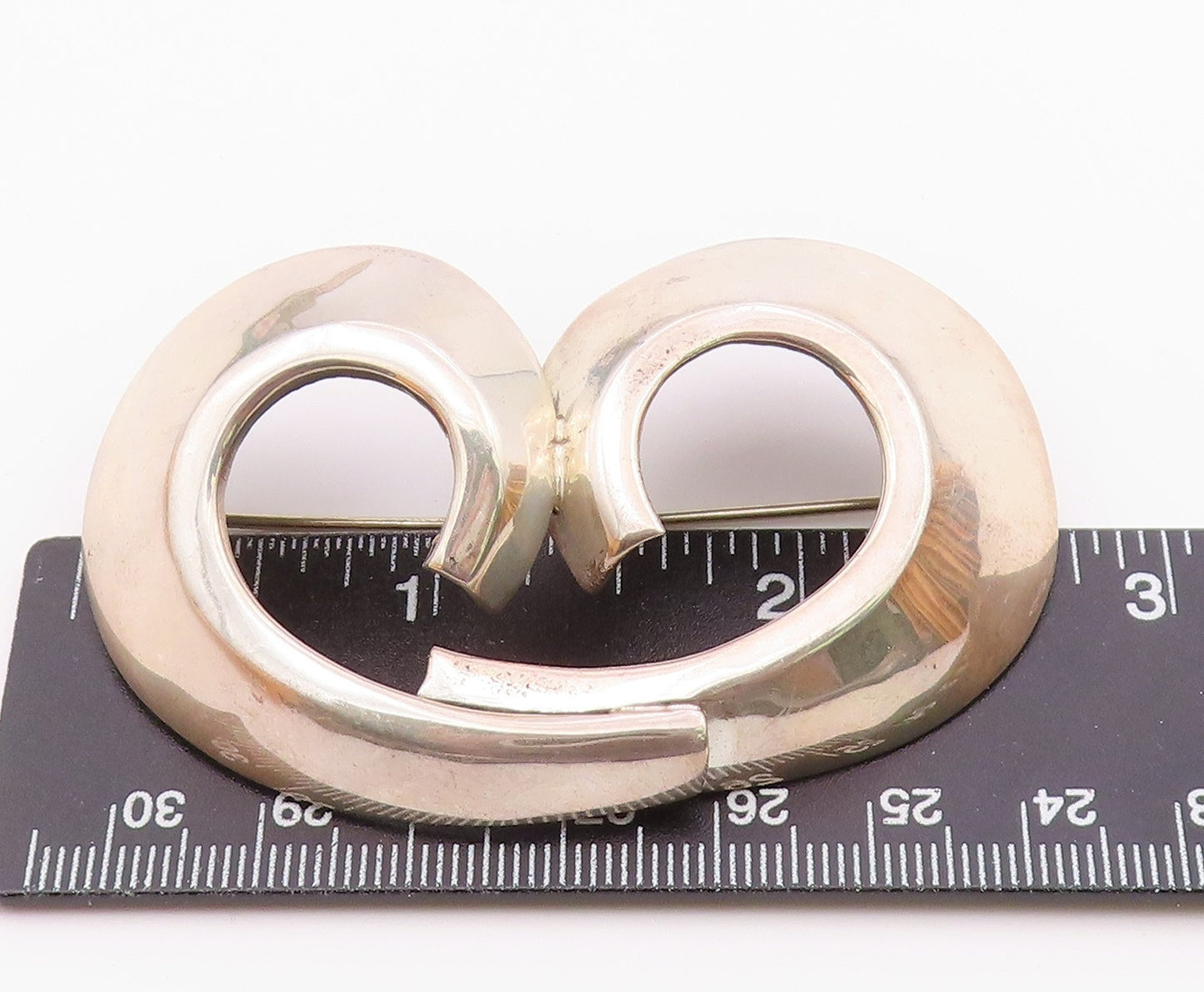ZINA 925 Sterling Silver  Vintage Shiny Swirl Design Brooch Pin  BP8197