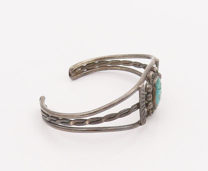 925 Sterling Silver Vintage Bracelet Turquoise Southwestern Design Cut BT10196