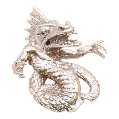 925 Sterling Silver  Vintage Shiny Dragon Motif Etched Detail Trinket  TR2027
