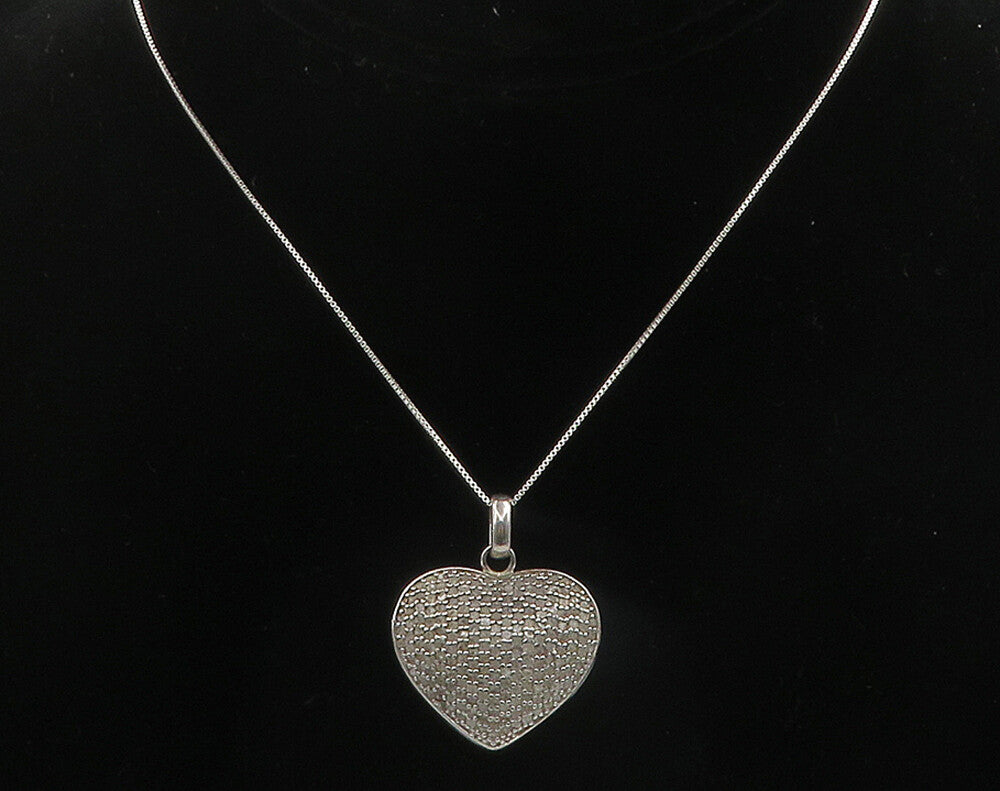925 Sterling Silver  Vintage Genuine Diamonds Locket Necklace (OPENS)  NE2004
