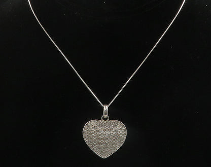 925 Sterling Silver  Vintage Genuine Diamonds Locket Necklace (OPENS)  NE2004