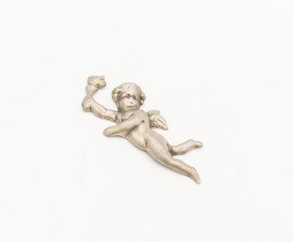 925 Sterling Silver  Vintage Solid Carved Flying Angels With Arrow   TR3650