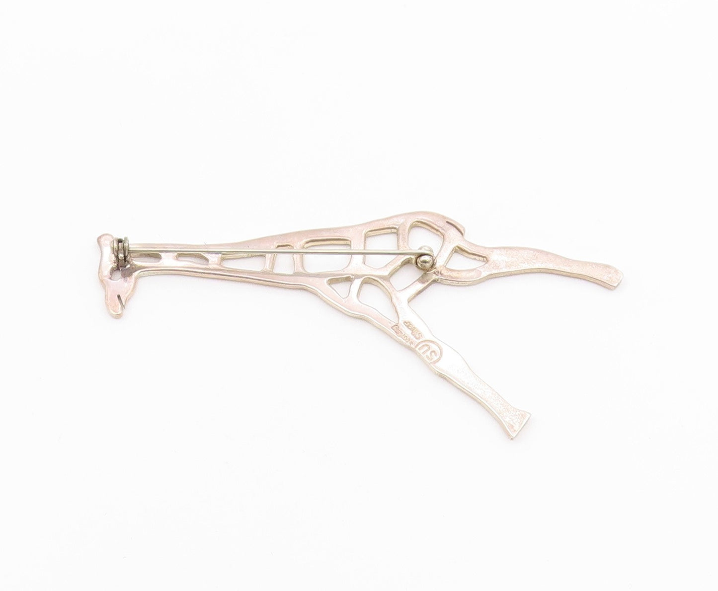 925 Sterling Silver  Vintage Shiny Cutout Giraffe Animal Brooch Pin  BP8213