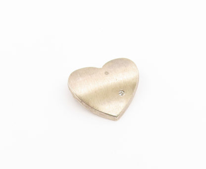 925 Sterling Silver Vintage Pendant Real Diamond Textured Love Heart  PT26542