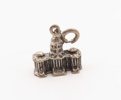 925 Sterling Silver  Vintage Capitol Building Dark Tone Pendant  PT16915