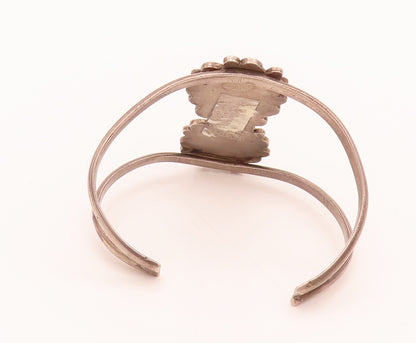 925 Silver Vintage Southwestern 2 Turquoise Halo Swirly Bracelet BT10054
